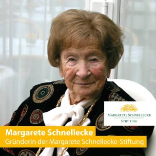 Margarete Schnellecke-Stiftung

Die Stiftung wurde aus Anlass der Vollendung des 95. Lebensjahres von Margarete Schnellecke ins Leben gerufen. Die erfolgreiche Unternehmerin gründete im Jahr 2000 die gemeinnützige Stiftung zu Gunsten von Senioren. Mit der nach ihr benannten Stiftung setzte sie den Wunsch in die Tat um, bedürftige Seniorinnen und Senioren im Raum Wolfsburg zu unterstützen, wenn anderweitig keine Hilfe zu erwarten ist. Auch mit besonderen Aktionen Freude in den Alltag von älteren Menschen zu bringen, war ein weiteres Anliegen.

Im Jahr 2004 kam die Kinder- und Jugendförderung hinzu, durch die benachteiligten jungen Menschen ein besserer Start in ihr Leben gewährleistet werden soll. Unsere Stifterin Margarete Schnellecke verstarb im Jahr 2005. Ihre uneigennützige und mitmenschliche Gesinnung prägte ihr Leben und die Stiftung.

Ihr Vorbild ist uns Verpflichtung.

Foto's: 

Margarete Schnellecke 

und

Vorstand und Kuratorium:
Dr. Ilona Schnellecke (stv. Vorsitzende des Kuratoriums)
Annegret Kannewurf (Ehrenvorsitzende des Vorstands)
Prof. Rolf Schnellecke (Vorsitzender des Kuratoriums)
Nicole Kannewurf (stv. Vorsitzende des Vorstands)
Werner Bone (Mitglied des Kuratoriums)
Carolin Külps (Vorsitzende des Vorstands)
Dr. Tim Kannewurf (Mitglied des Kuratoriums)
Prälat Heinrich Günther (Ehrenmitglied des Kuratoriums)
Dr. Christian Schnellecke (Mitglied des Vorstands)
Helga Böddinghaus (Unterstützerin der Stiftung)

(Foto's Margarete Schnellcke-Stiftung)